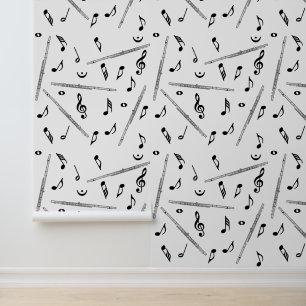 Papier Peint Motif Flute Music Note