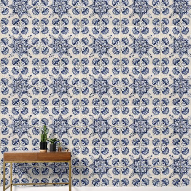 Papier Peint Motif géométrique bleu vintage (Couloir)