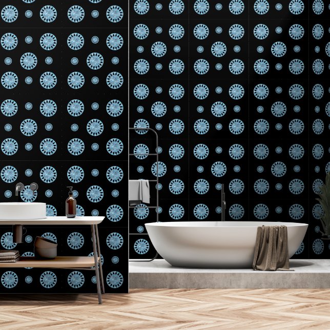 Papier Peint Motif géométrique du cercle bleu moderne (Salle de bain)