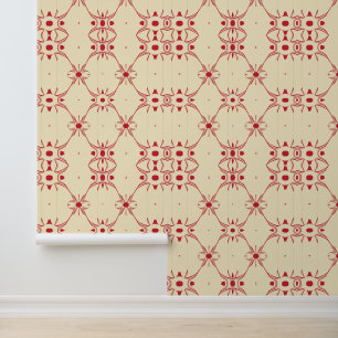 Papier Peint Motif géométrique minimaliste rouge et beige