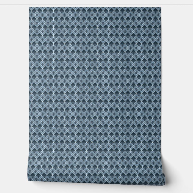 Papier Peint Motif géométrique moderne bleu et gris (Déroulement)