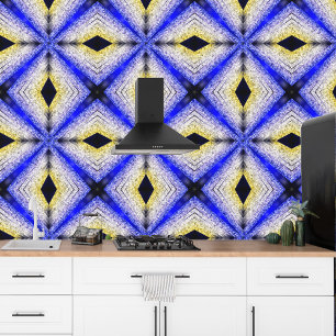 Papier Peint Motif géométrique moderne pailleté bleu jaune