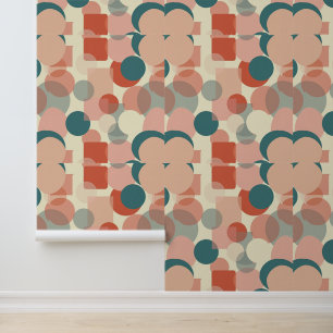 Papier Peint Motif géométrique rétro du milieu du siècle en Cor