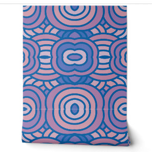 Papier Peint Motif géométrique rétro en bleu et rose