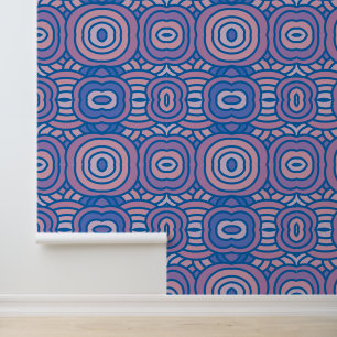 Papier Peint Motif géométrique rétro en bleu et rose