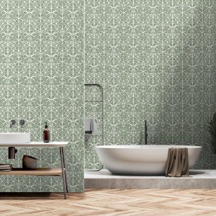 Papier peint Motif géométrique vert Sage
