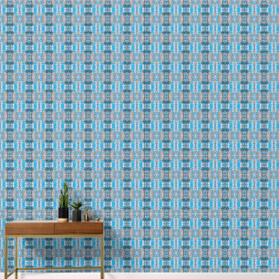 Papier Peint motif géométrique vintage bleu et gris taille S