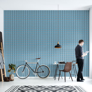 Papier Peint motif géométrique vintage de taille XS bleu et gri