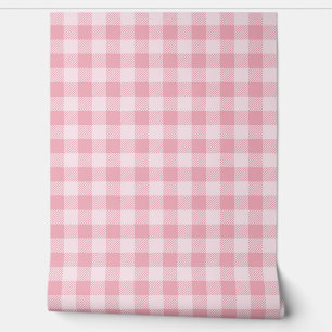 Papier Peint Motif Gingham Rose Vichy Fille Carreaux