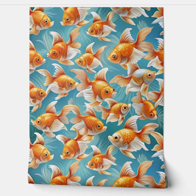 Papier Peint Motif Goldfish | Fond d'écran et design de rideau (Déroulement)