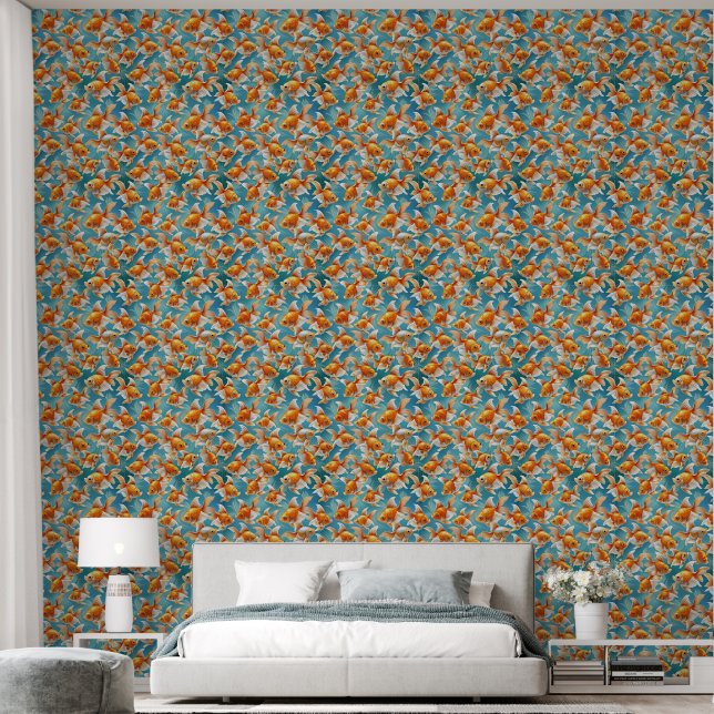 Papier Peint Motif Goldfish | Fond d'écran et design de rideau (Chambre à coucher)