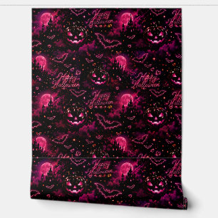 Papier Peint Motif gothique Halloween rose néon