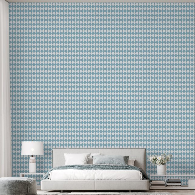 Papier Peint Motif Harlequin Bleu Clair (Chambre à coucher)