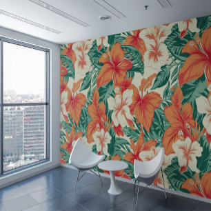 Papier Peint Motif Hawaiian Vibe Tropical Flowers