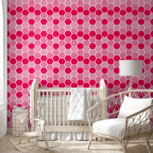 Papier Peint Motif hexagonal rose mou