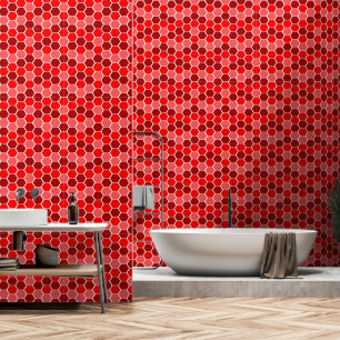 Papier Peint Motif Hexagonal rouge mignon