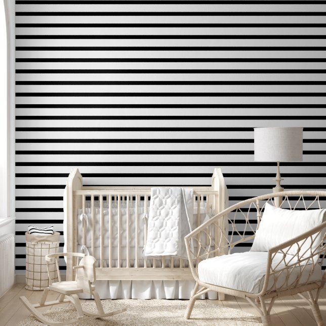 Papier Peint Motif horizontal en noir et blanc en gras (Enfants)