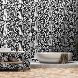 Papier Peint Motif Imprimé Zèbre Noir et Blanc Audacieux