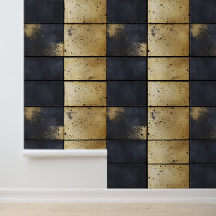 Papier Peint Motif industriel noir or