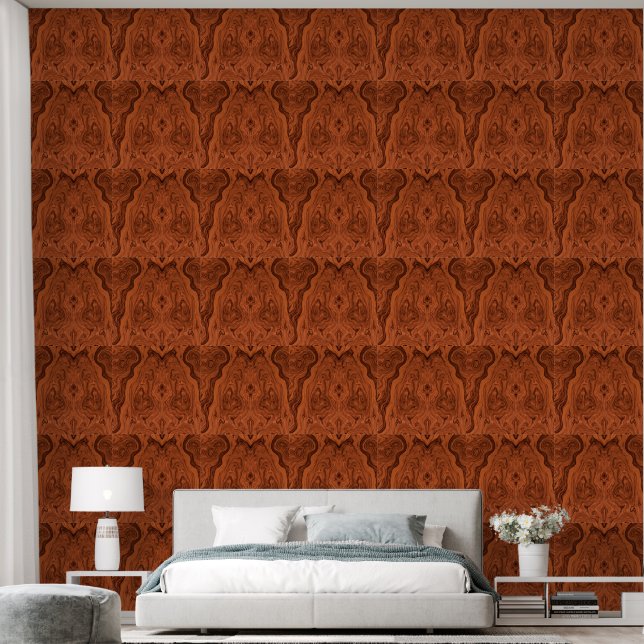 Papier Peint Motif luxe faux noyer  (Chambre à coucher)