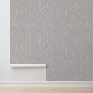 Papier Peint Motif minimaliste de ligne Wavy sur Taupe