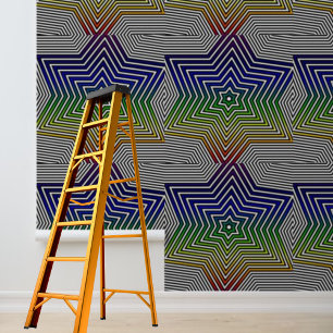Papier Peint Motif moderne d'étoiles arc-en-ciel colorées Peel
