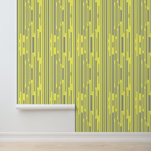 Papier Peint Motif moderne gris et jaune rayures (Application)