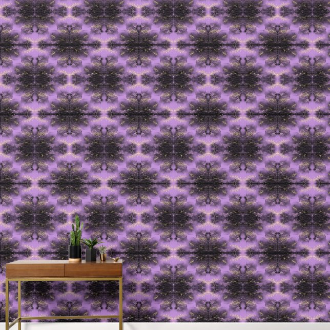 Papier Peint Motif noir et or sur Lilac | (Couloir)