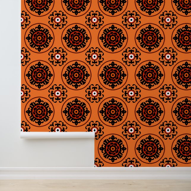 Papier Peint Motif Orange Suzani (Application)