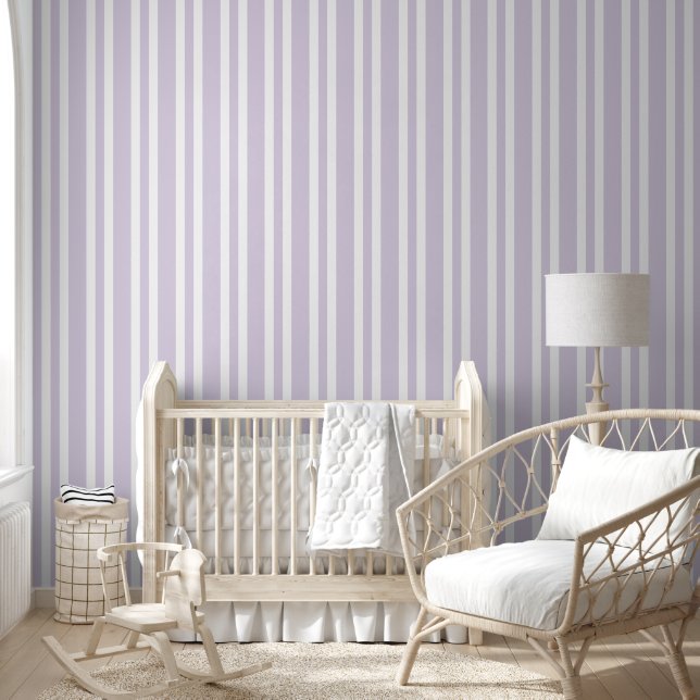 Papier Peint Motif Pastel Lavender Purple White Stripes (Enfants)