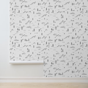 Papier Peint Motif paysager des lignes de bois géométriques