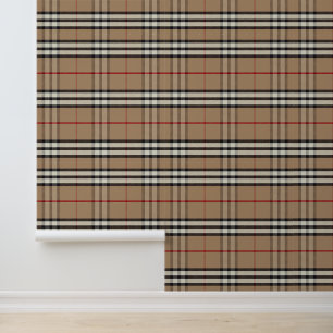 Papier Peint Motif Plaid Brown beige
