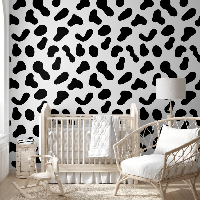 Papier Peint Motif plat Blobs noirs (Enfants)