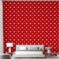 Motif pois d'or en rouge