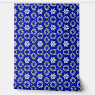 Papier Peint motif psychédélique bleu et argent