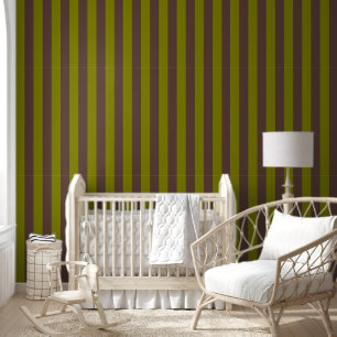Papier Peint Motif rayé en chocolat brun et vert olive