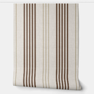 Papier Peint Motif rayé marron beige classique