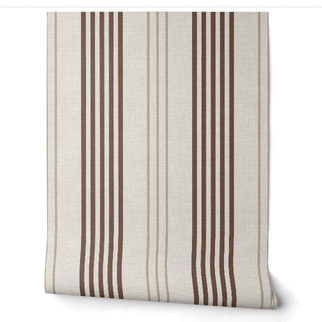 Papier Peint Motif rayé marron beige classique (Déroulement)