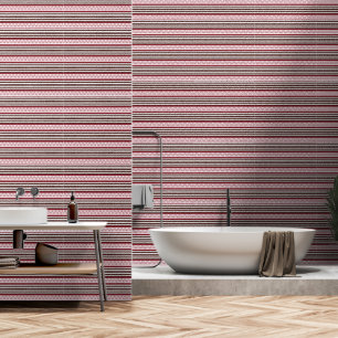 Papier Peint motif rayé rouge et blanc