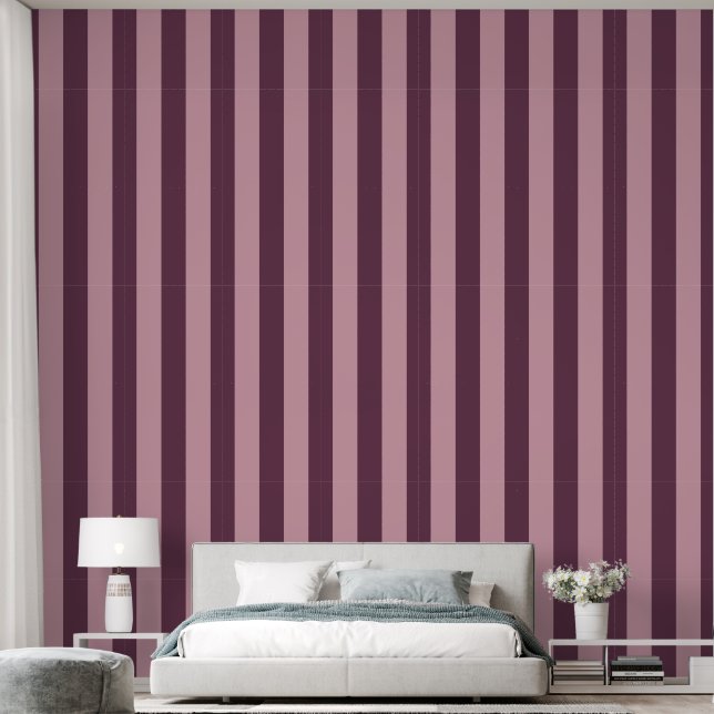 Papier Peint Motif rayure verticale large classique de cabane (Chambre à coucher)