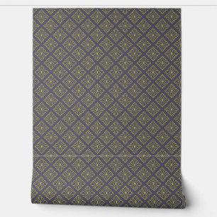 Papier Peint Motif Regal Blue et Gold