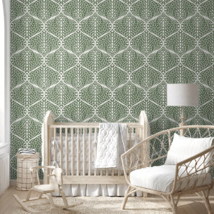 Papier Peint Motif rétro géométrique Sage Green