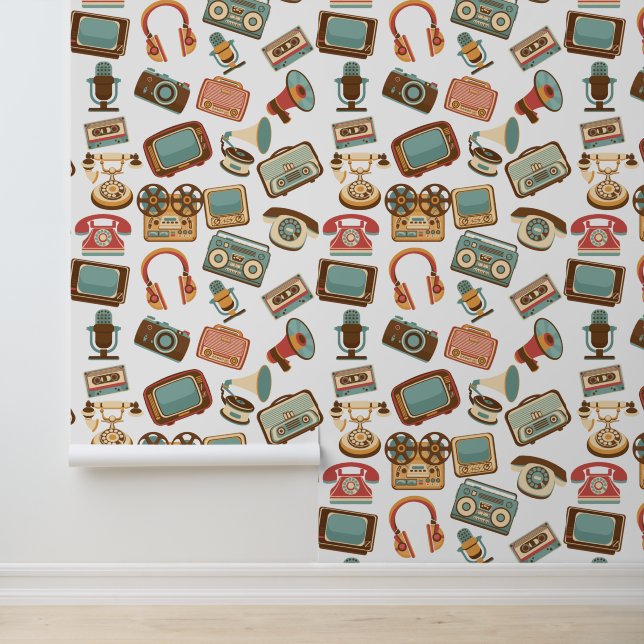 Papier Peint Motif Retro Media (Application)