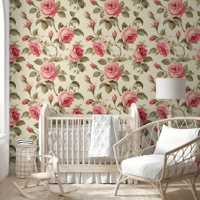Papier Peint Motif Rose botanique (Enfants)