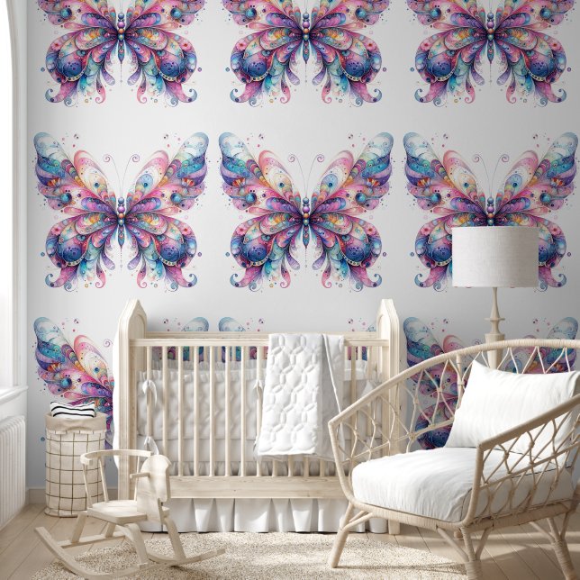 Papier peint Motif rose et pourpre (Enfants)