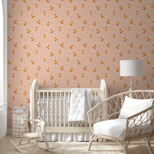 Papier Peint Motif rose Little Fox (Enfants)