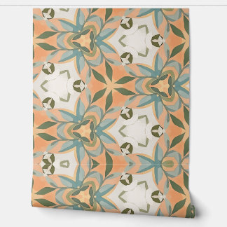 Papier Peint Motif sans couture de pêche bleu botanique