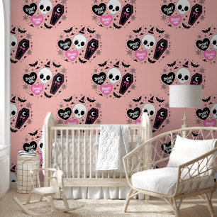Papier Peint Motif sans couture Halloween Fille Épouvantable Go