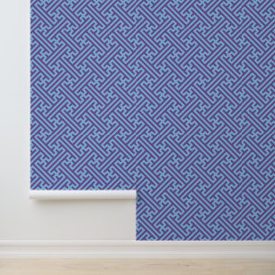 Papier Peint Motif Sayagata, Japonais, Violet et Bleu