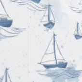Papier Peint Motif Serene Navy Blue Small Sailing Boats (Couture)